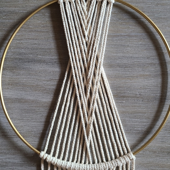 Macrame Geometric Wall Decor Hanging Hoop - Picture 6 of 7